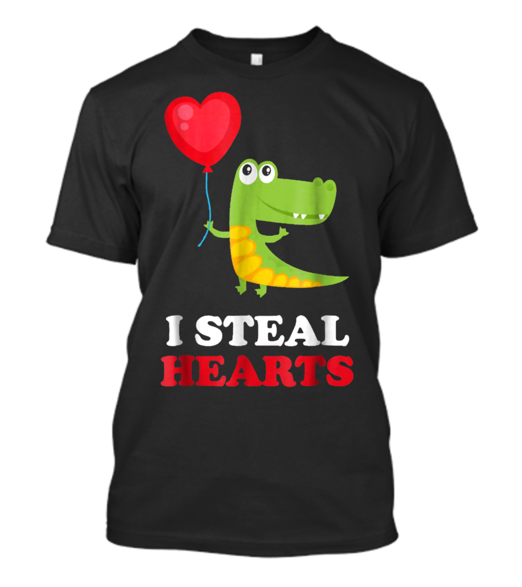 I Steal Hearts Dinosaur Holding Balloon Valentines Day T-Shirt
