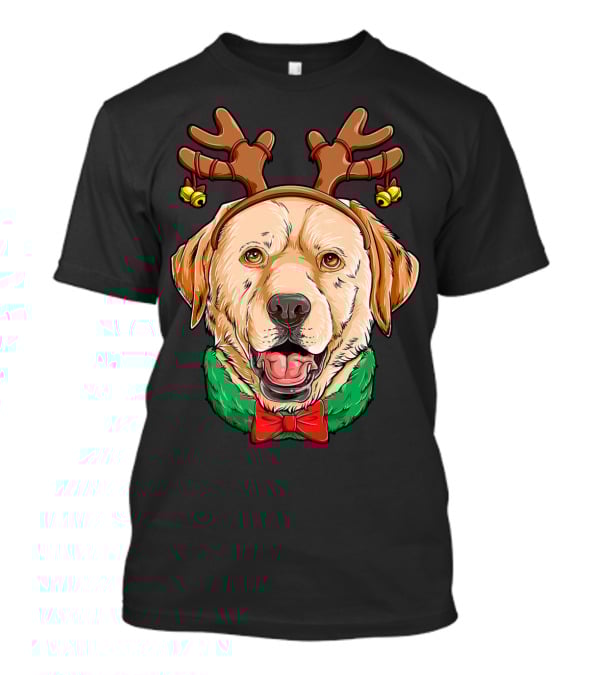 Labrador With Christmas Reindeer Antlers And Bow Tie Dog Xmas O7 T-Shirt