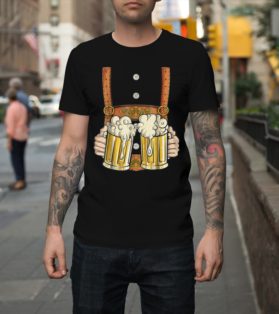 Lederhosen Costume Oktoberfest Men Prost Beer Cheers ZZ T-Shirt