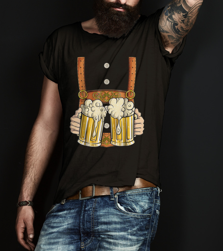 Lederhosen Costume Oktoberfest Men Prost Beer Cheers ZZ T-Shirt