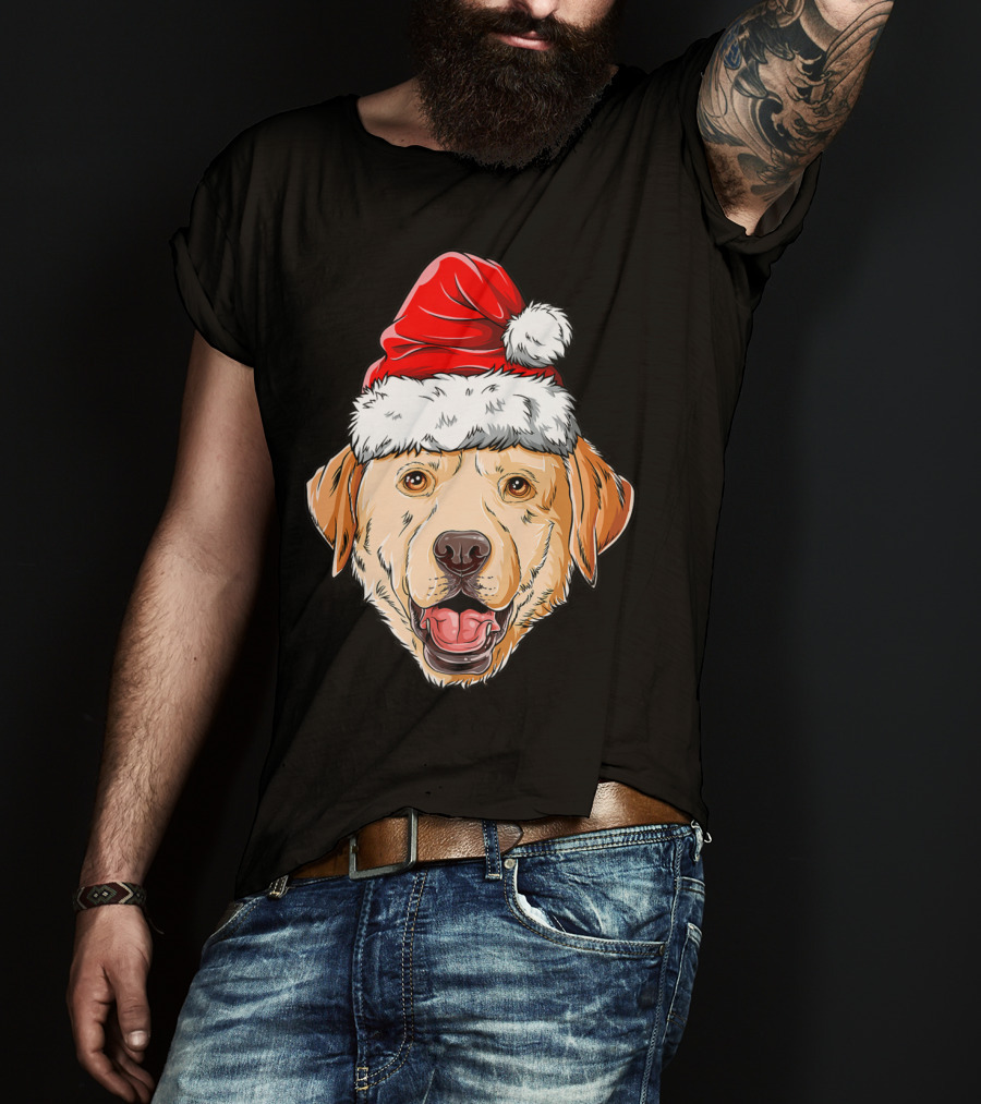 Labrador Santa Christmas Dog Wearing Festive Hat T-Shirt
