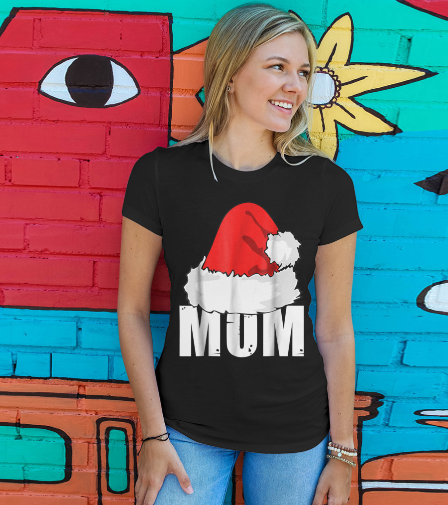 Mum Christmas Santa Hat Family Matching T-Shirt