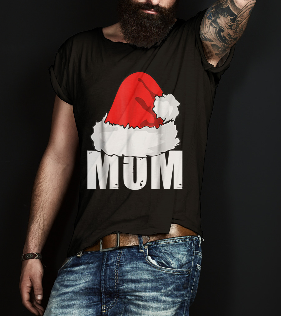 Mum Christmas Santa Hat Family Matching T-Shirt