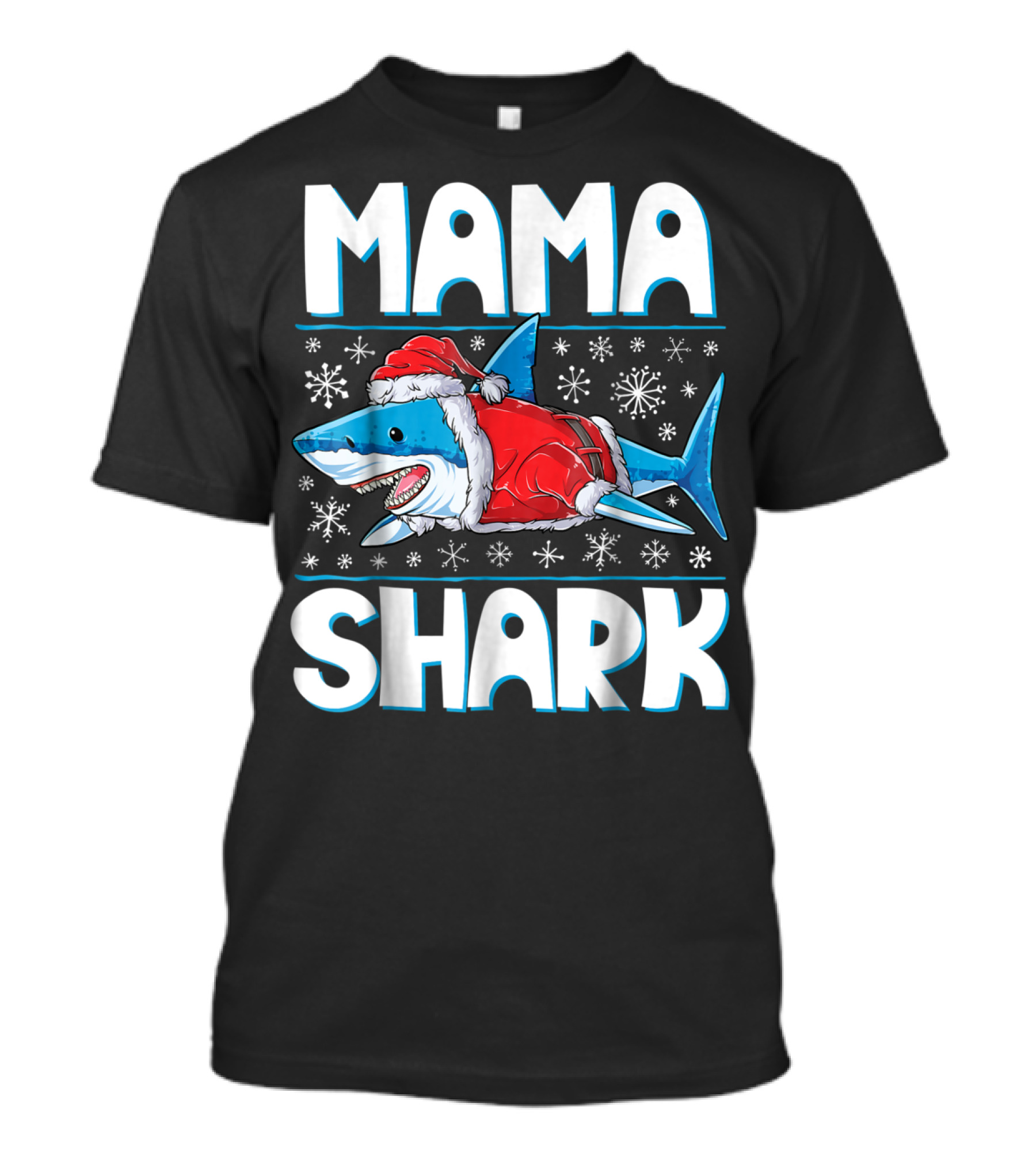 Mama Shark Santa Festive Snowflakes T-Shirt