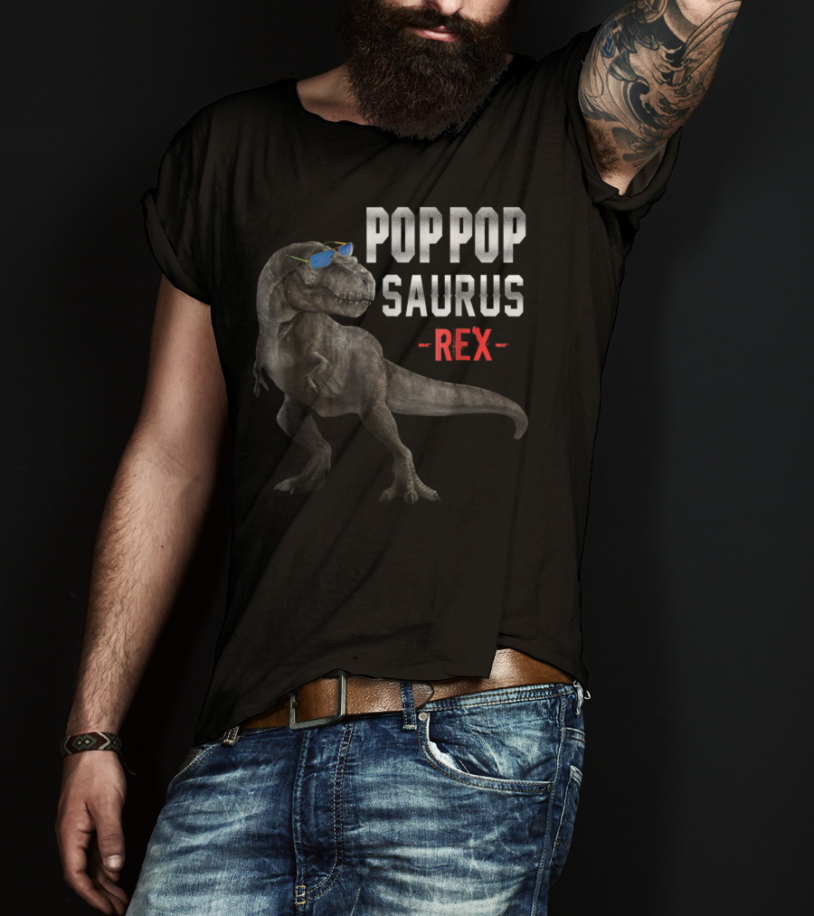 Poppopsaurus Rex Funny Dinosaur With Sunglasses T-Shirt