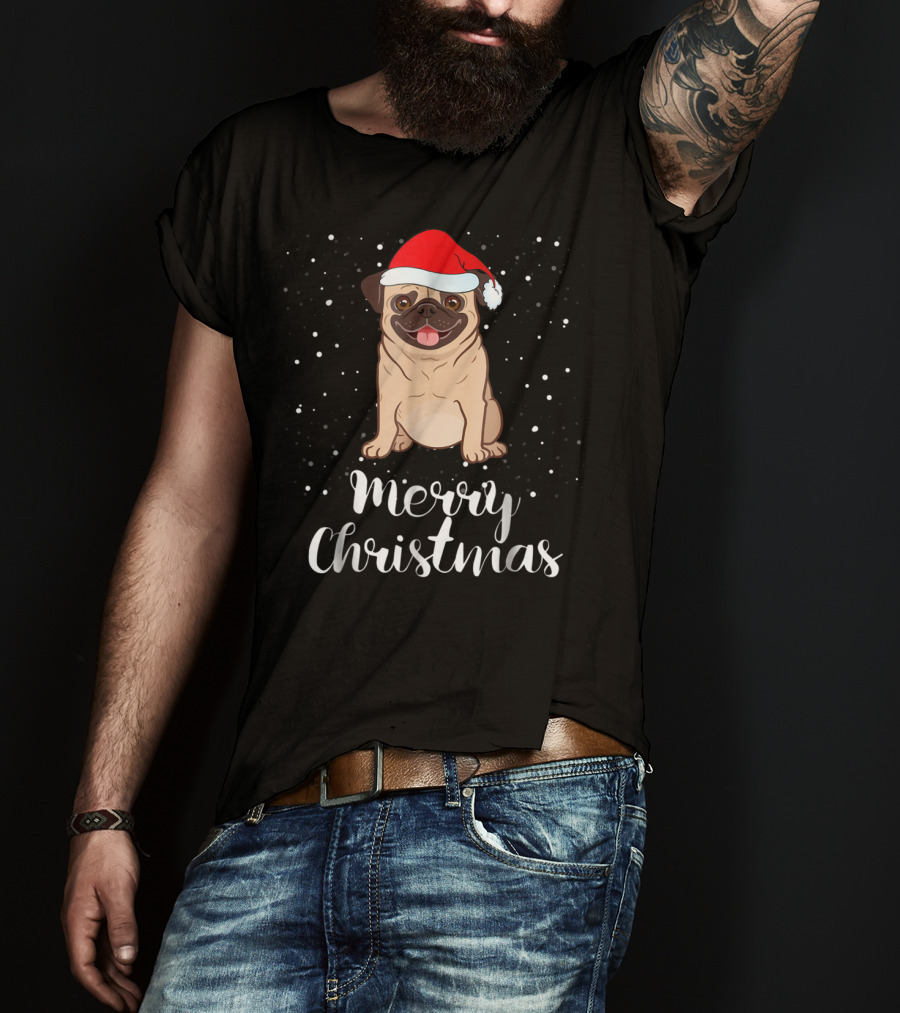 Merry Christmas Pug Funny Matching Family Group Holiday T-Shirt