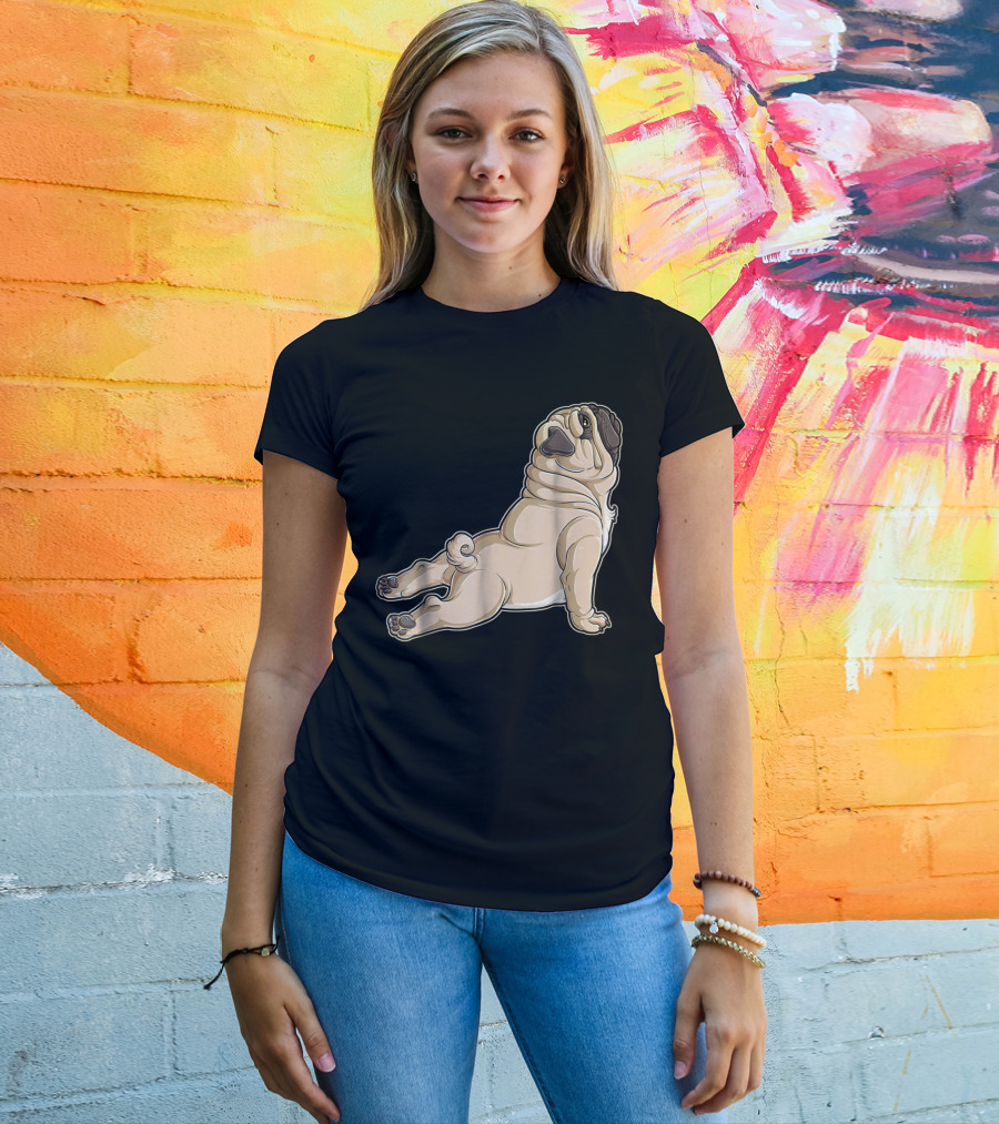 Pug Yoga Pose For Dog Lovers Puppy Funny T-Shirt
