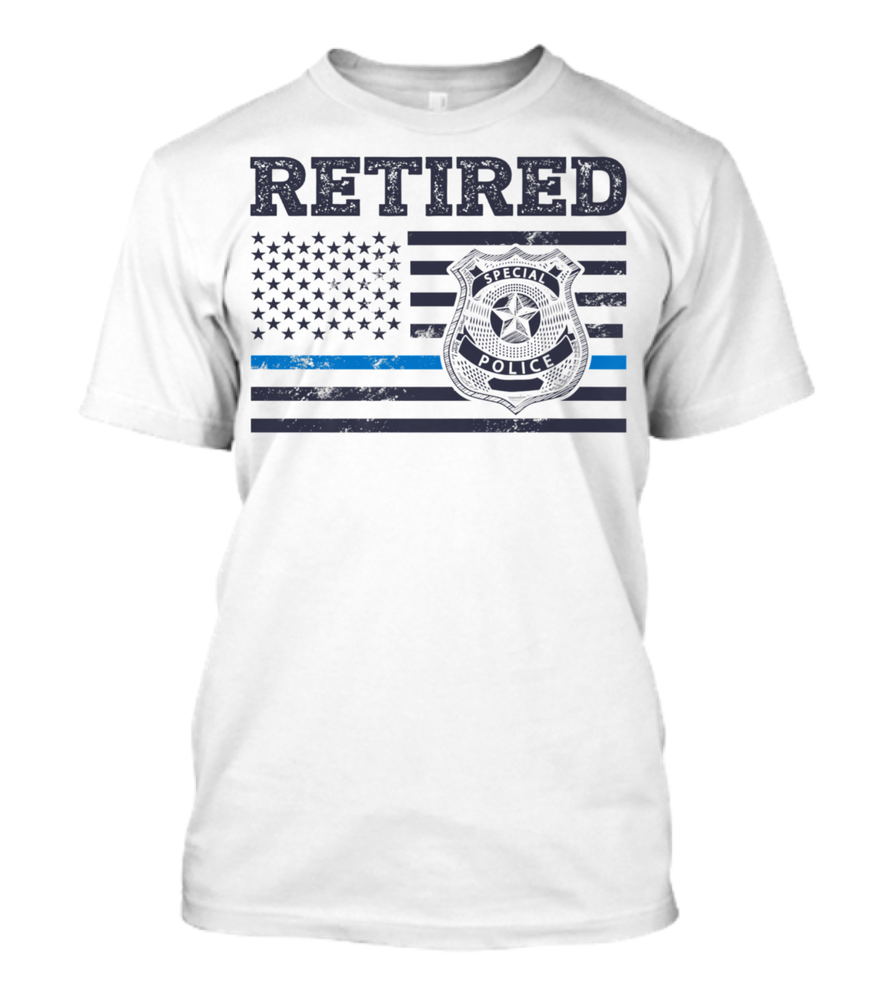 Retied Special Police Badge Thin Blue Line American Flag T-Shirt