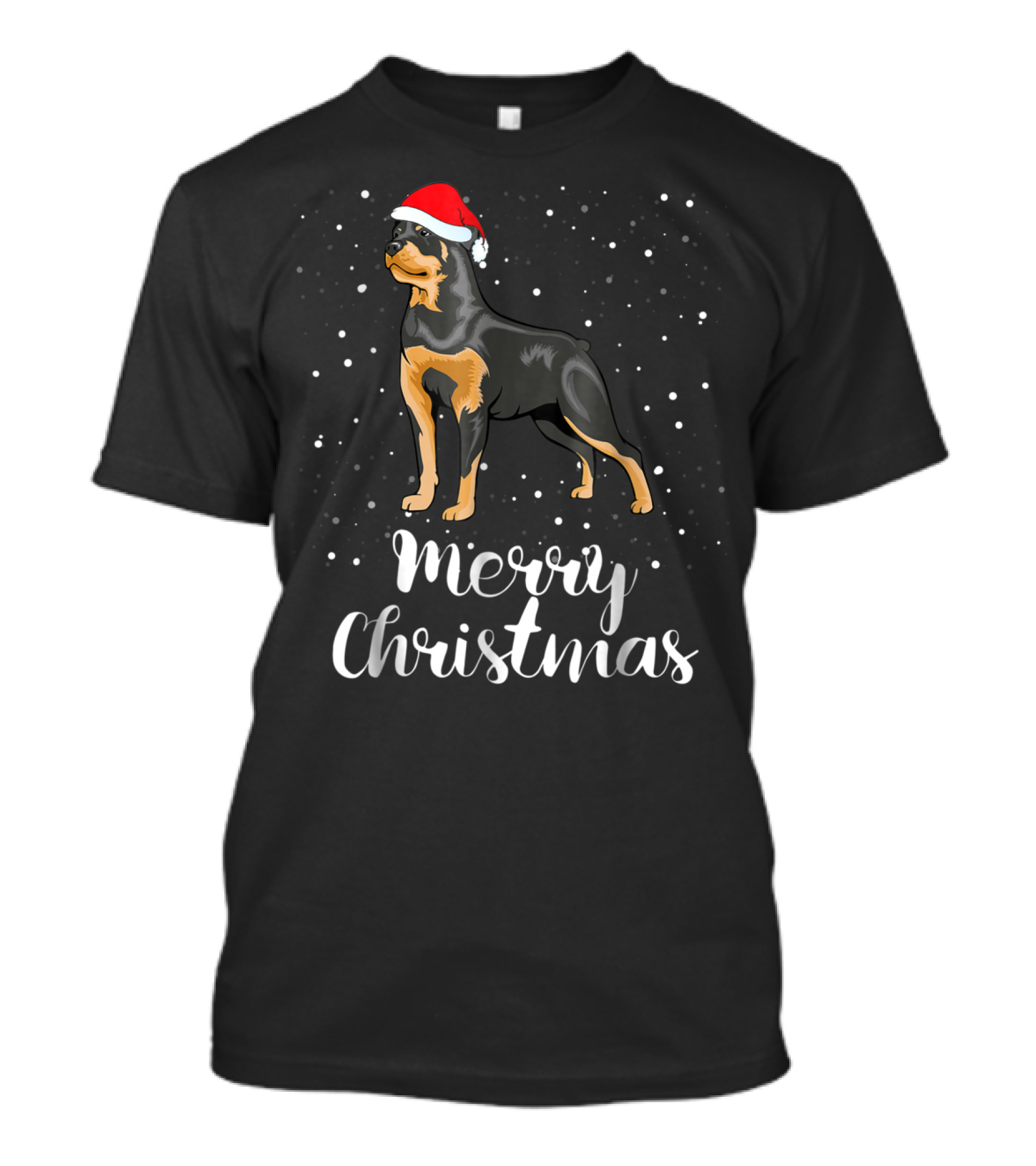 Merry Christmas Rottweiler Santa Hat Snowfest Matching Family Group T-Shirt