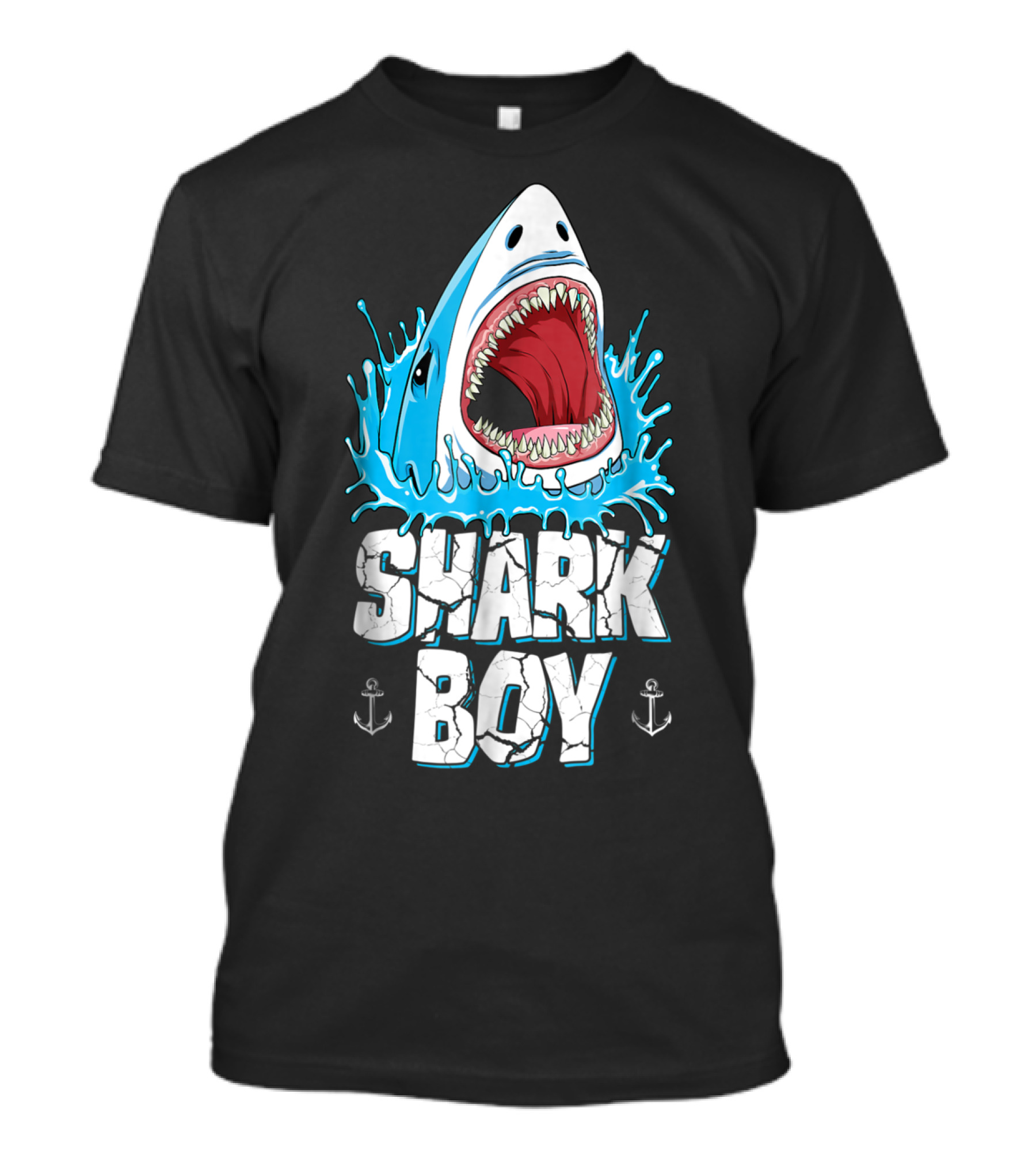 SHARK BOY Fierce Shark With Splashes And Anchors T-Shirt