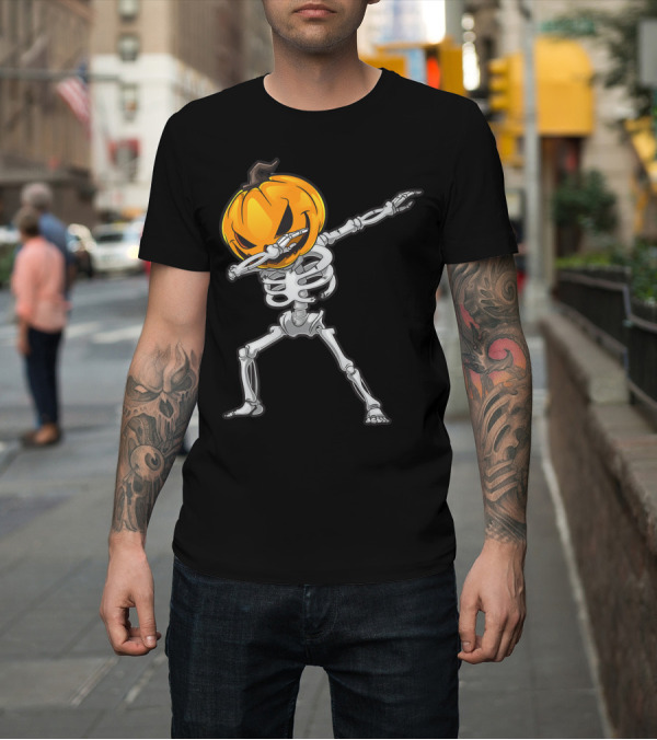 Shirt: Skeleton Dabbing Halloween Scary Pumpkin Head Dance T-Shirt Skeleton Dabbing Halloween Scary Pumpkin Head Dance T-Shirt