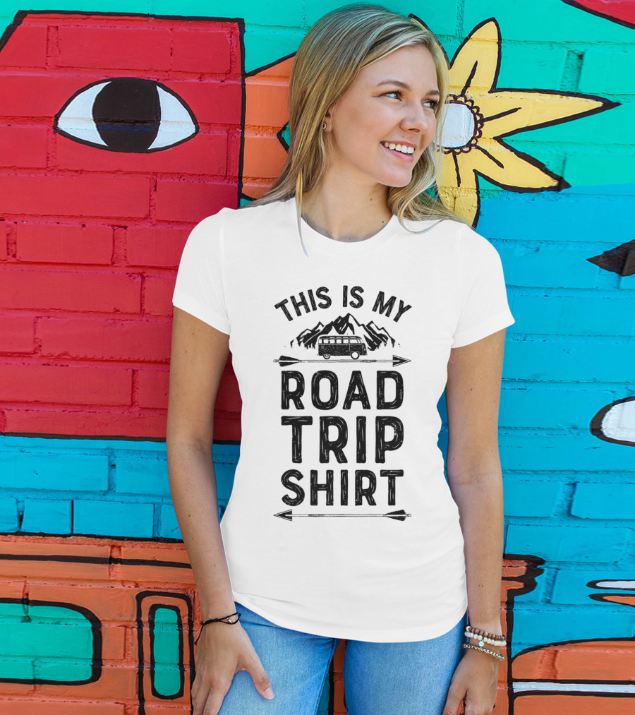 This Is My Road Trip Shirt Bus Adventure With Mountain Background T-Shirt