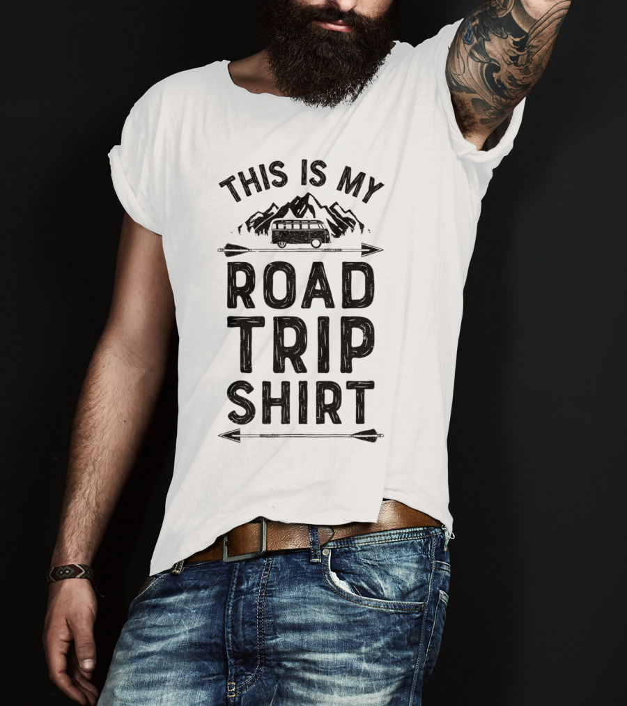 This Is My Road Trip Shirt Bus Adventure With Mountain Background T-Shirt
