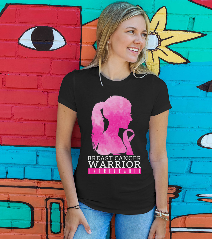 Breast Cancer Warrior Unbreakable Pink Ribbon T-Shirt