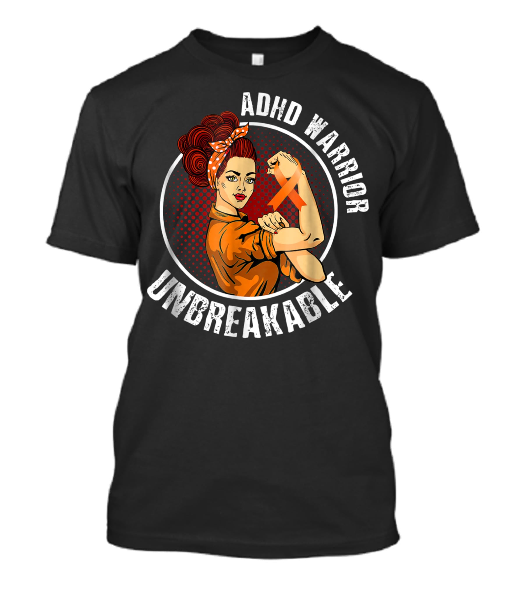 ADHD Warrior Unbreakable Strong Woman Ribbon T-Shirt