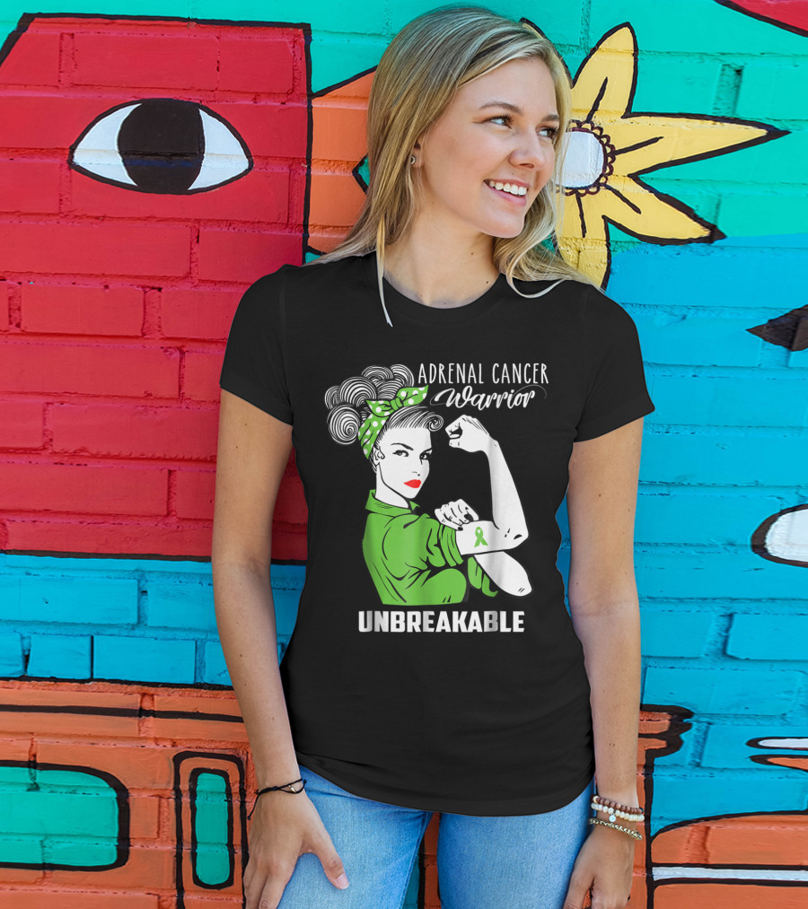 Adrenal Cancer Warrior Unbreakable Awareness Ribbon Strength T-Shirt