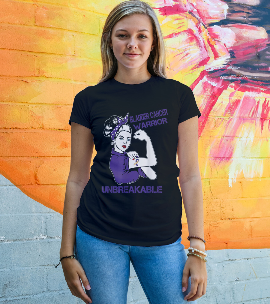 Bladder Cancer Warrior Unbreakable Strong Woman T-Shirt