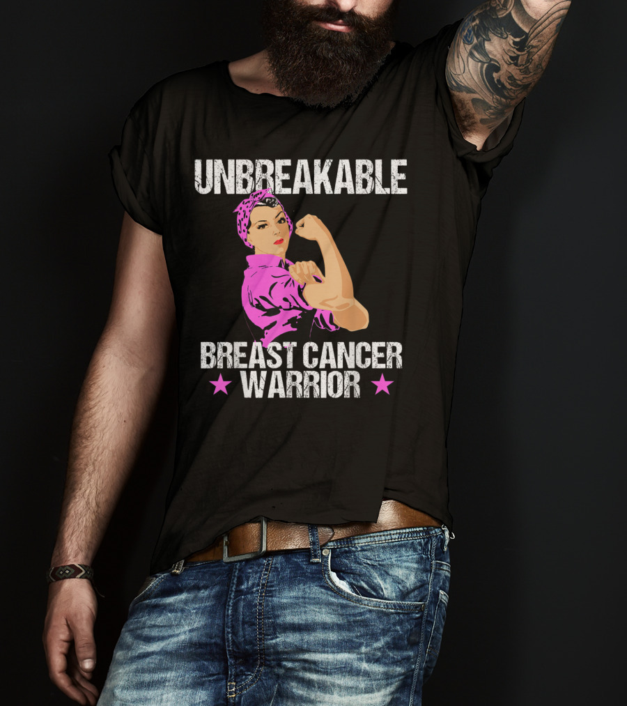 Unbreakable Breast Cancer Warrior Pink Awareness T-Shirt