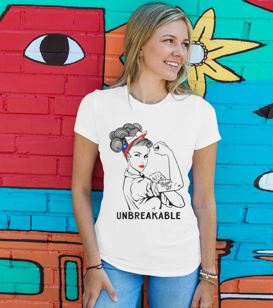 Chilean Girl Unbreakable Rosie Riveter Heritage With Chile Flag Bandana T-Shirt