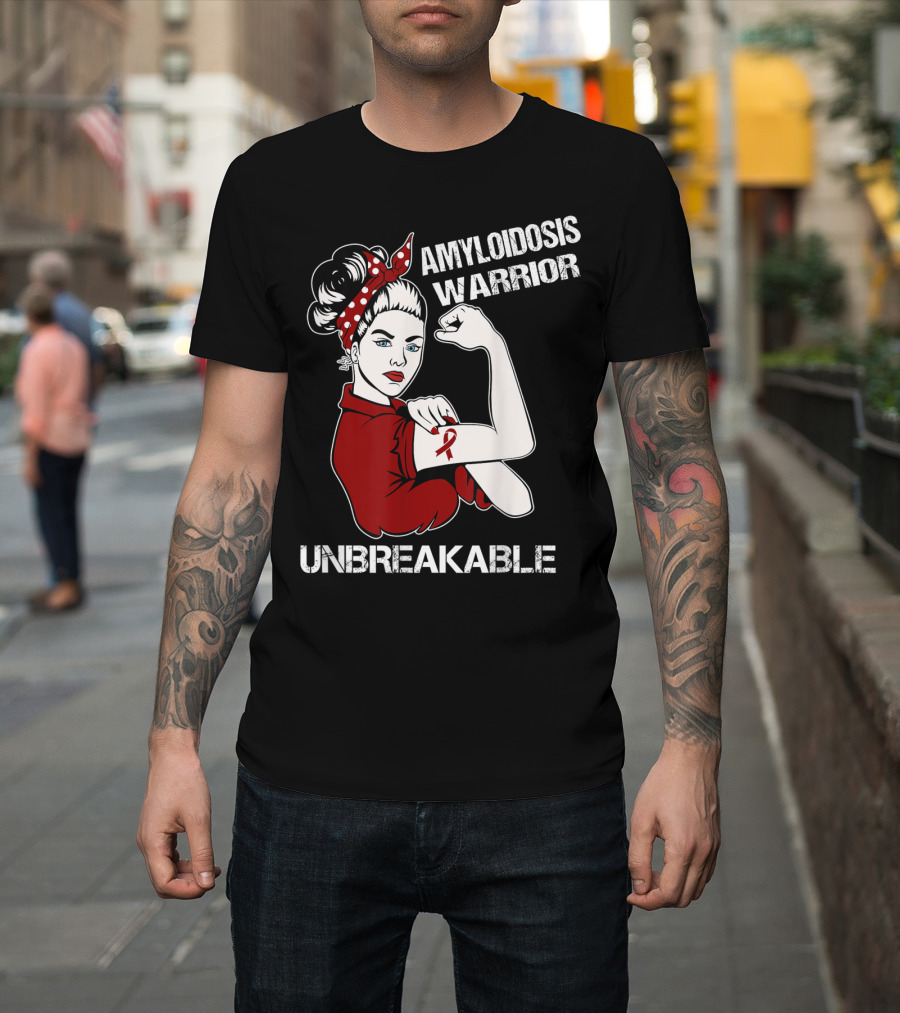 Amyloidosis Warrior Unbreakable Strong Woman Red T-Shirt