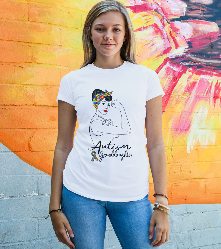 Autism Granddaughter Rosie The Riveter Puzzle Ribbon Unbreakable T-Shirt