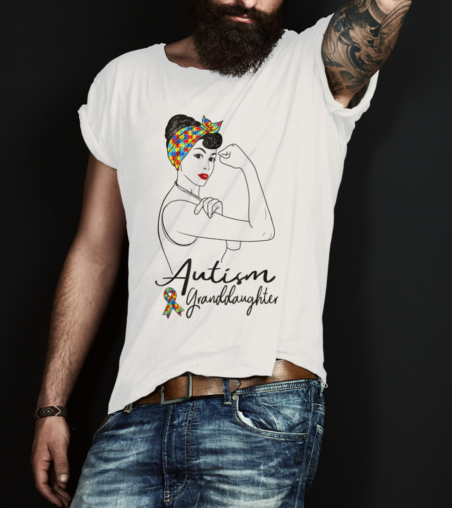 Autism Granddaughter Rosie The Riveter Puzzle Ribbon Unbreakable T-Shirt