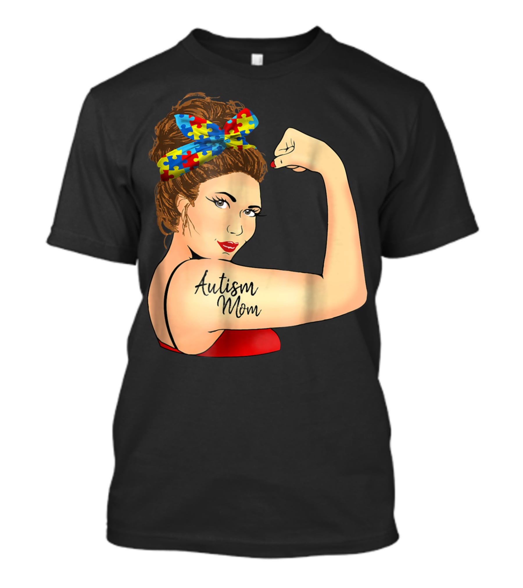 Autism Mom Unbreakable Rosie Awareness Puzzle Bow T-Shirt