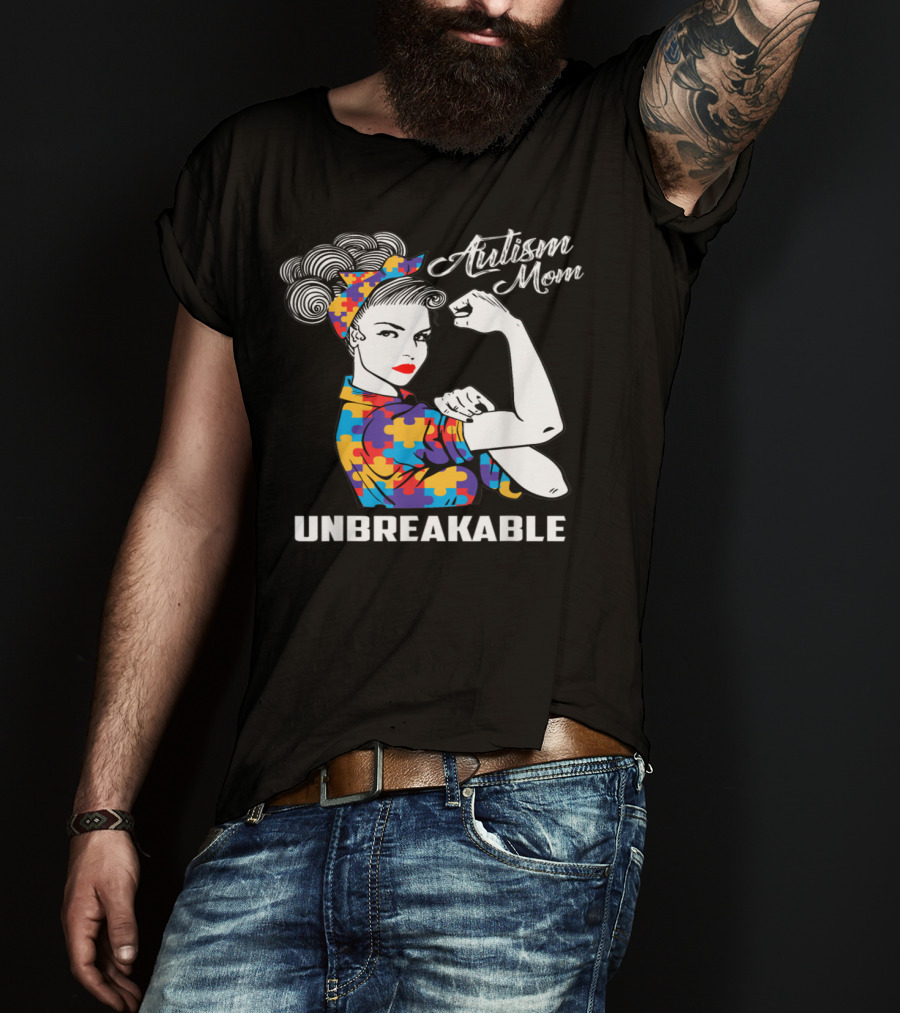 Autism Mom Unbreakable Puzzle Piece Strength T-Shirt