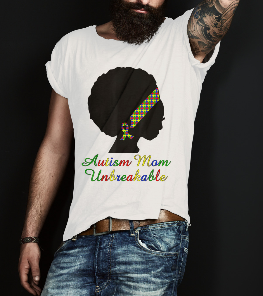 Autism Mom Unbreakable With Puzzle Ribbon Headband T-Shirt