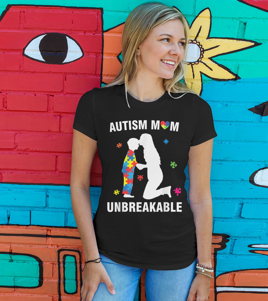 Autism Mom Unbreakable Puzzle Heart Support T-Shirt