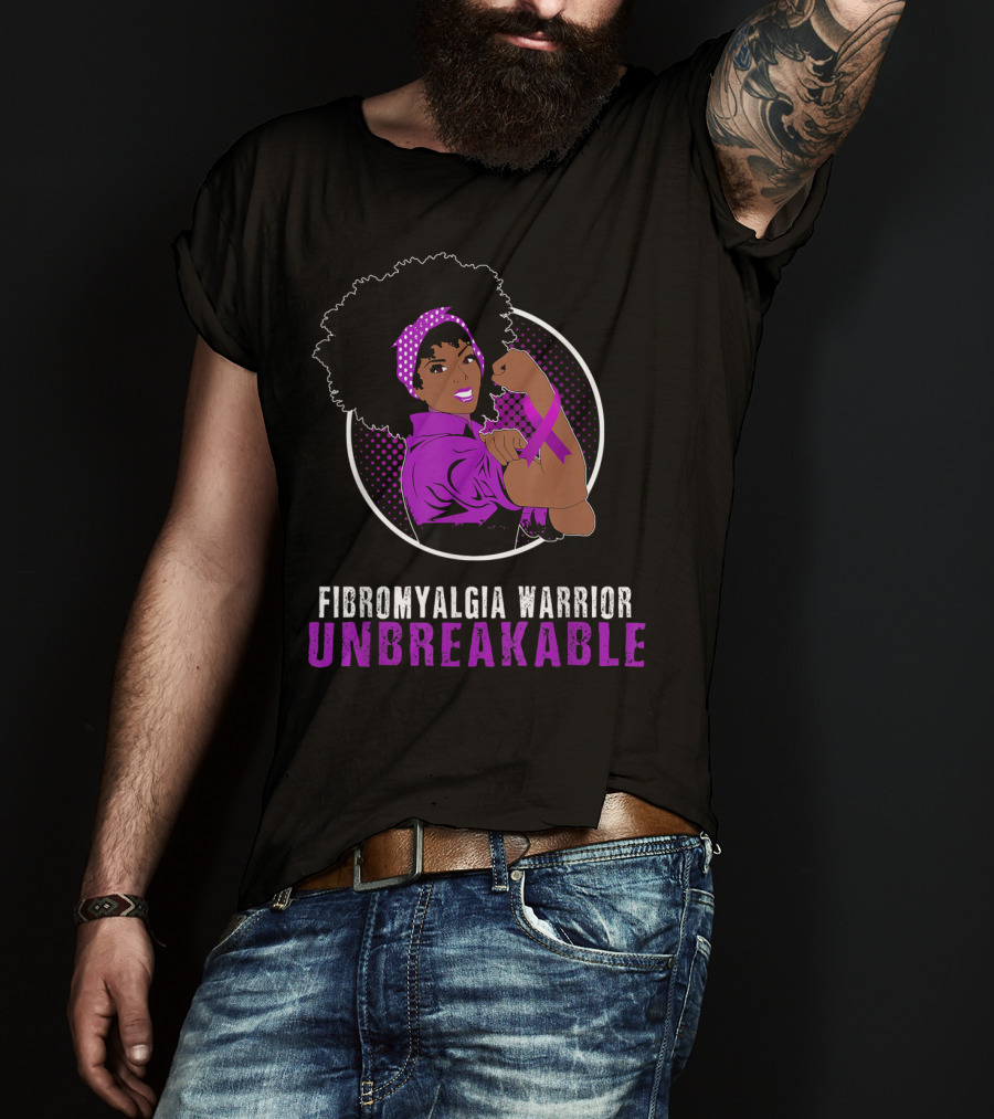 Fibromyalgia Warrior Unbreakable With Black Girl Power T-Shirt