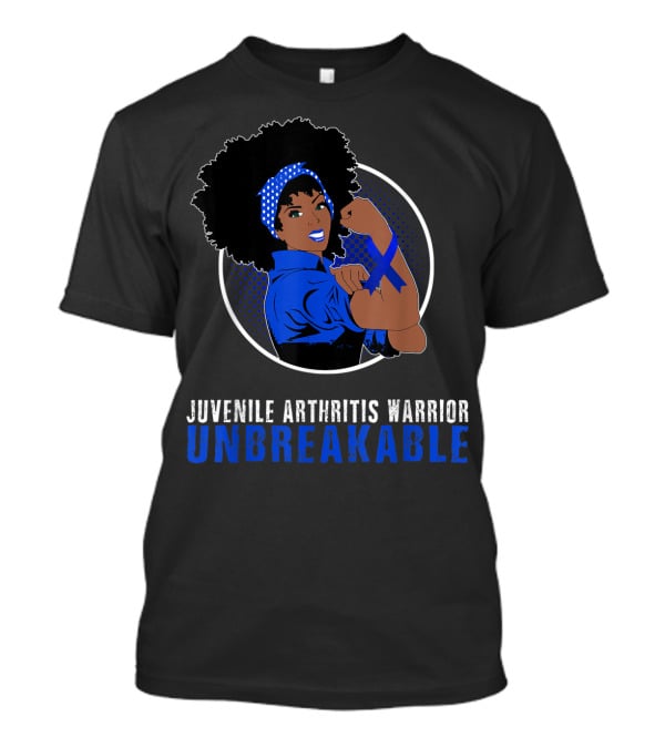 Juvenile Arthritis Warrior Unbreakable Black Girl With Blue Ribbon Empowerment T-Shirt
