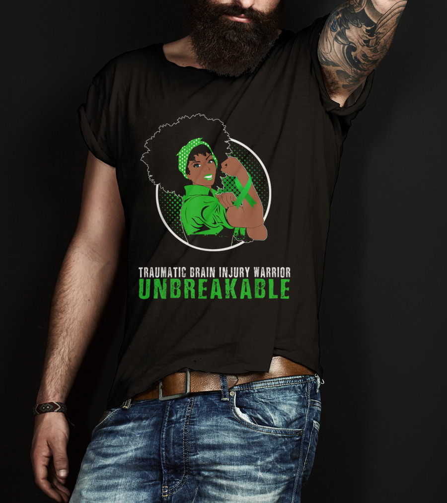 Traumatic Brain Injury Warrior Unbreakable Black Girl T-Shirt