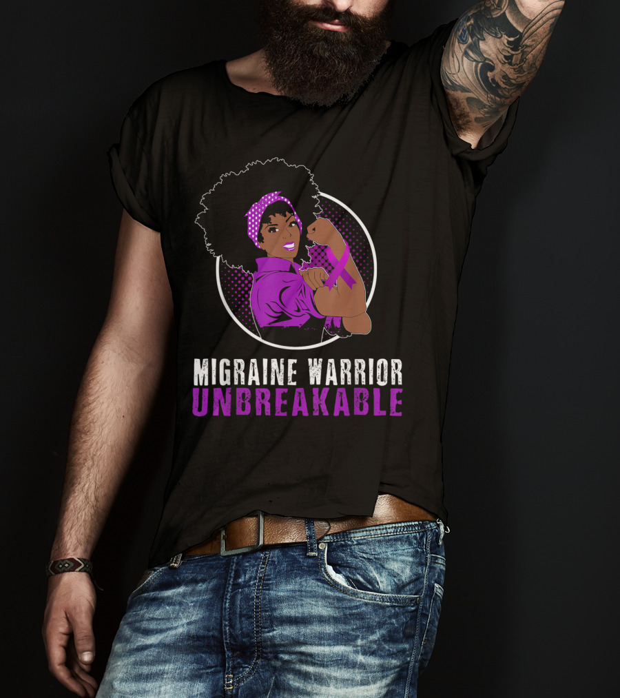 Black Girl Migraine Warrior Unbreakable Strength Empowerment T-Shirt