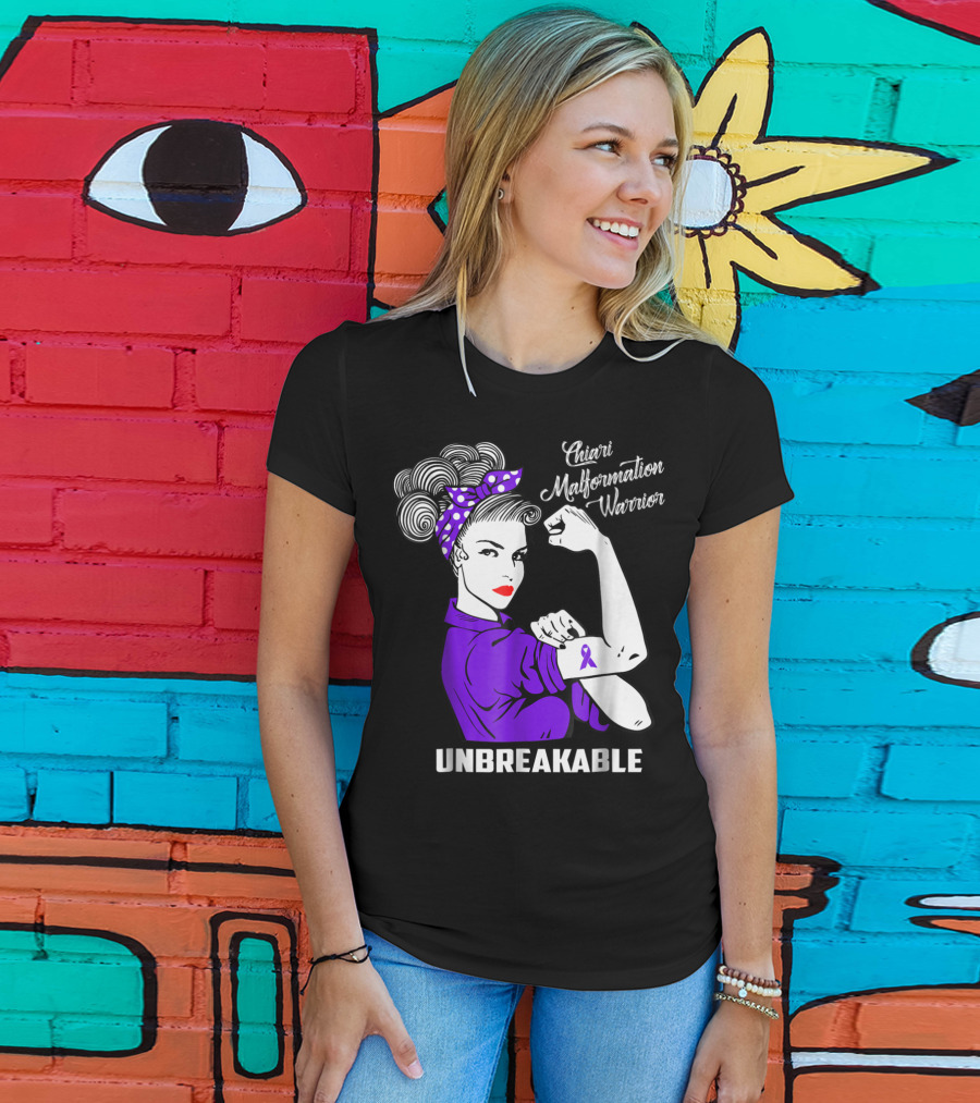 Chiari Malformation Warrior Unbreakable Rosie The Riveter T-Shirt