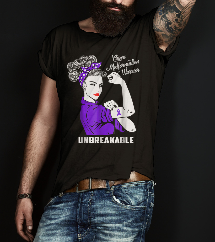 Chiari Malformation Warrior Unbreakable Rosie The Riveter T-Shirt