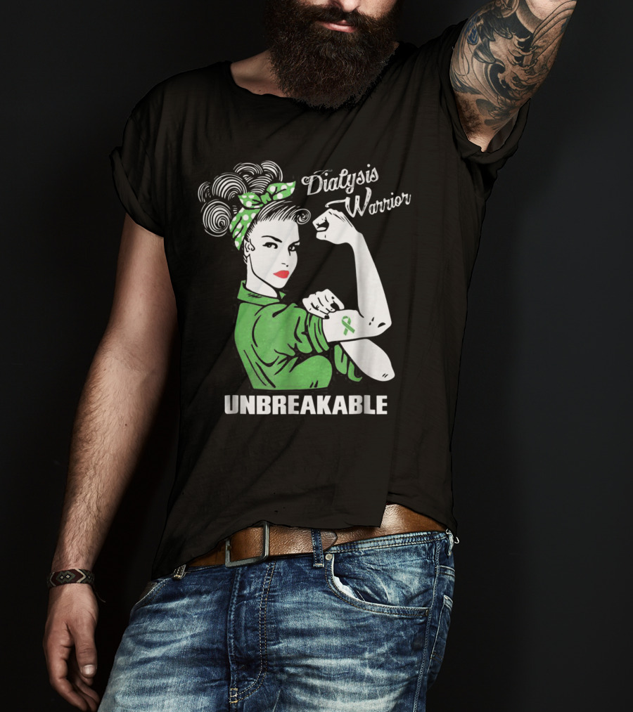 Dialysis Warrior Unbreakable Rosie The Riveter Awareness T-Shirt