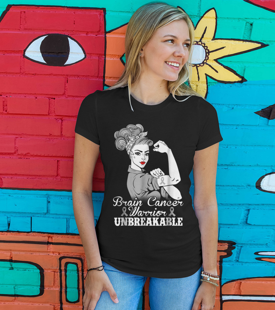 Brain Cancer Warrior Unbreakable Awareness T-Shirt