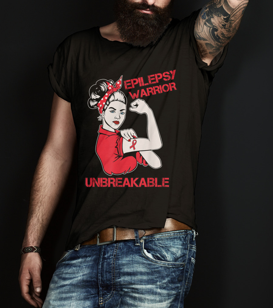 Epilepsy Warrior Unbreakable Rosie The Riveter Inspired T-Shirt