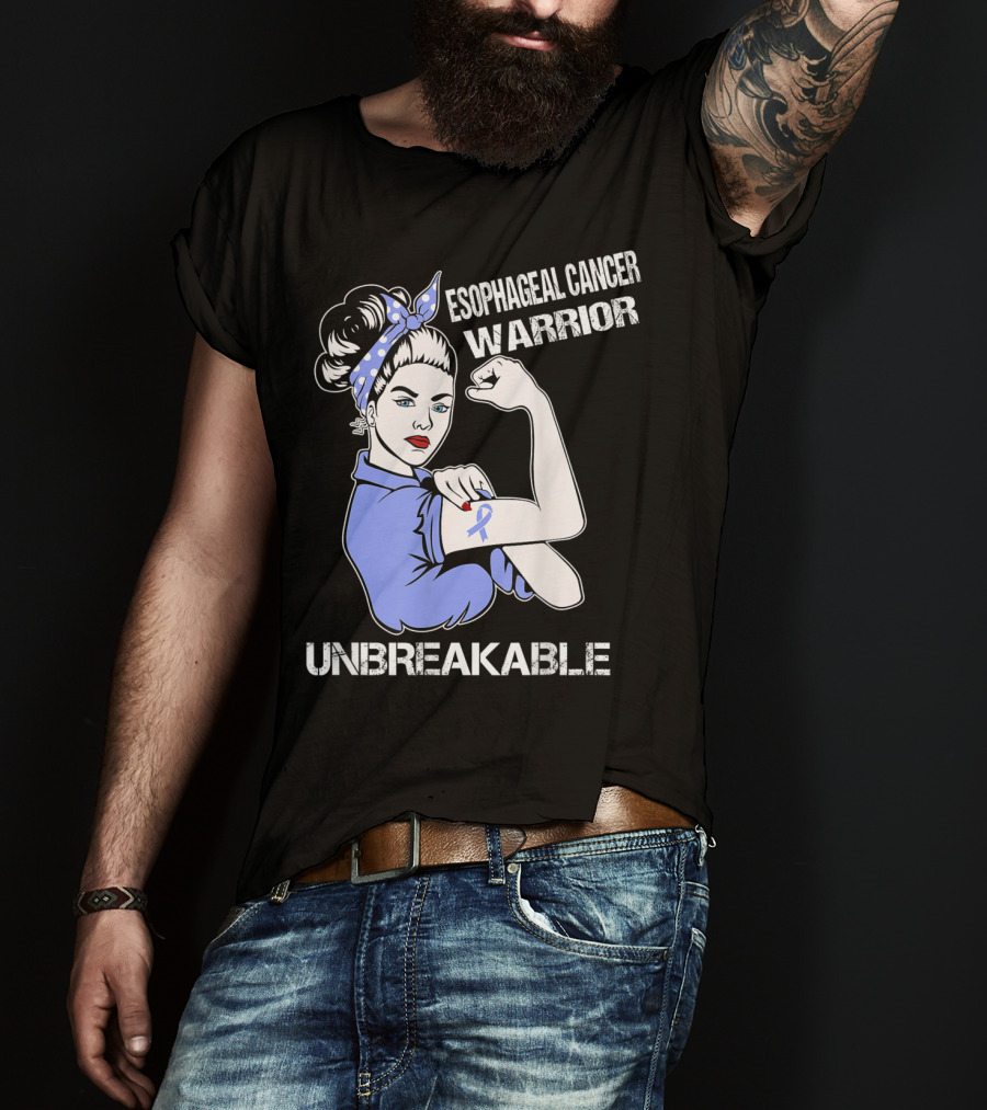 Esophageal Cancer Warrior Unbreakable Rosie The Riveter T-Shirt