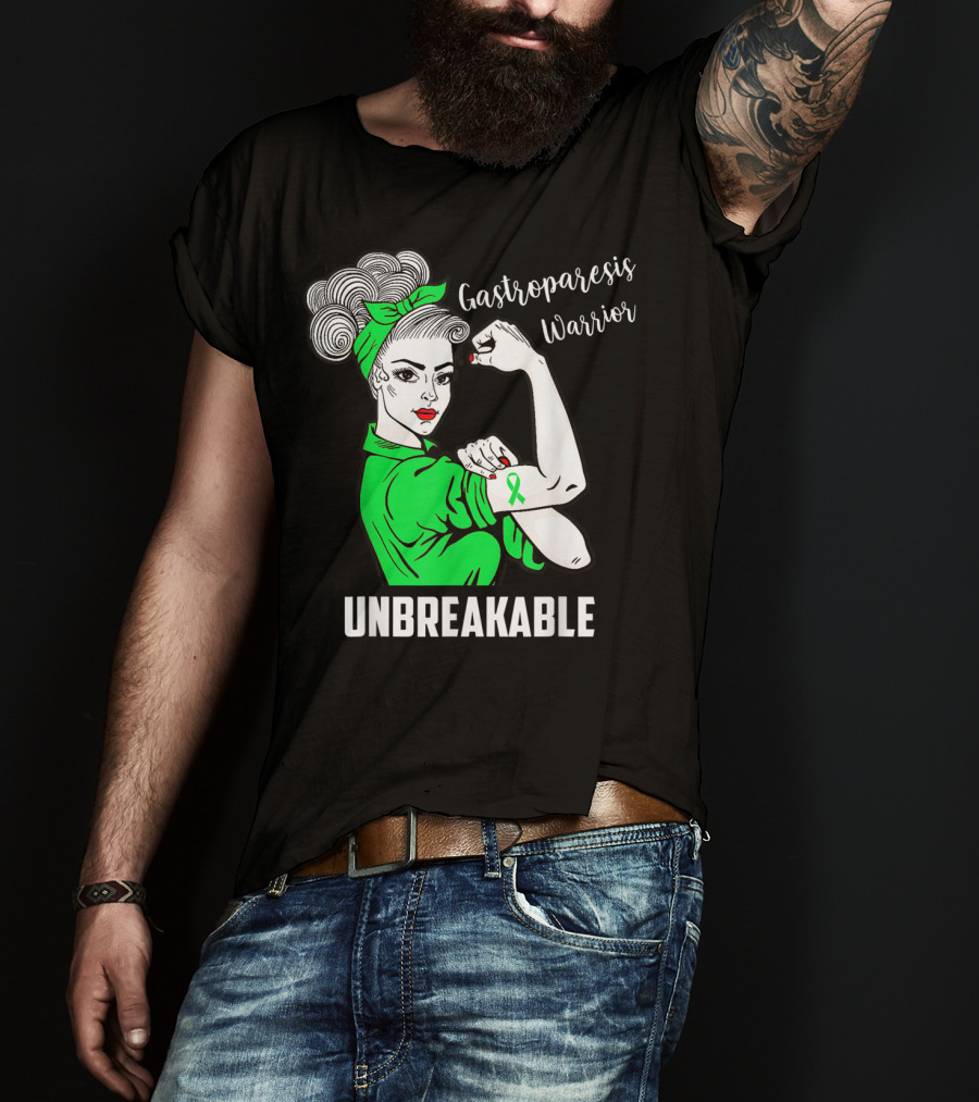 Gastroparesis Warrior Unbreakable Awareness Ribbon Strength T-Shirt