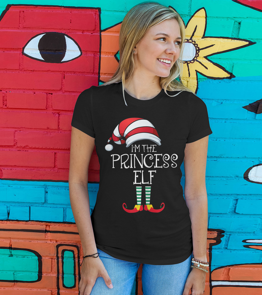I'm The Princess Elf Striped Hat And Shoes Christmas Humor T-Shirt