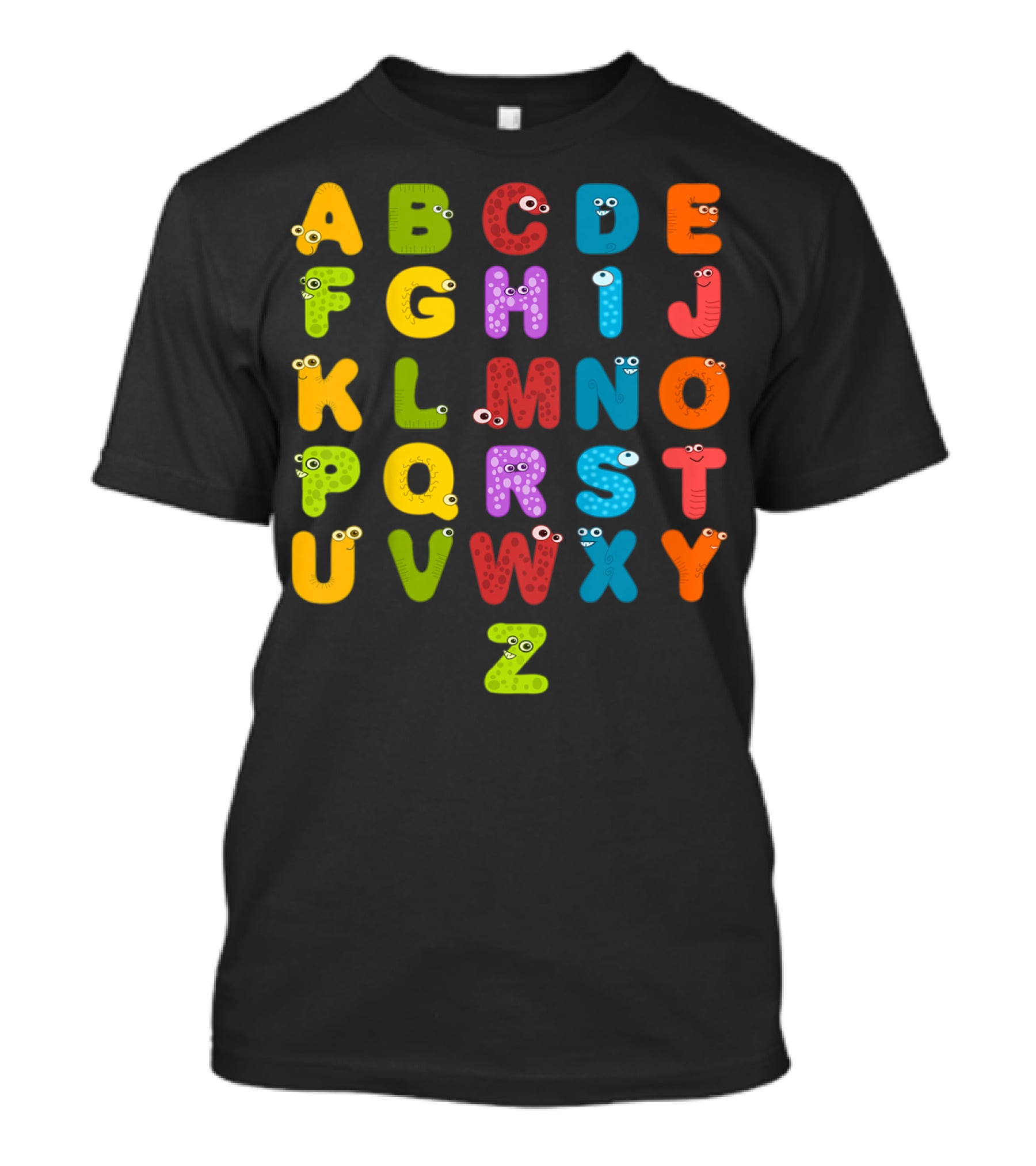Kids Alphabet ABCs Learning Cute Monster Letters T-Shirt