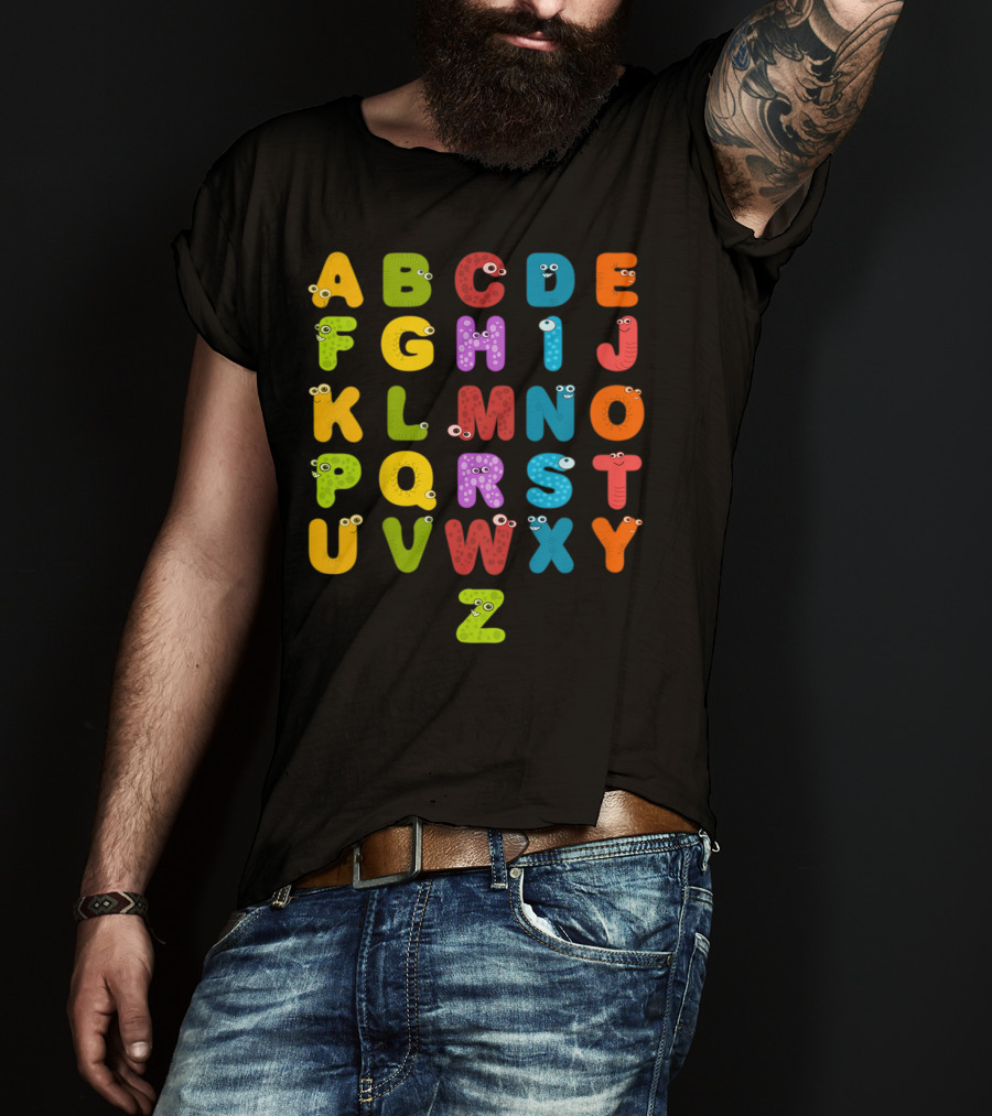 Kids Alphabet ABCs Learning Cute Monster Letters T-Shirt