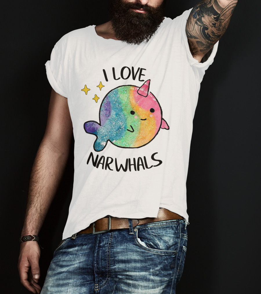 I Love Narwhals Rainbow Whale Kids T-Shirt