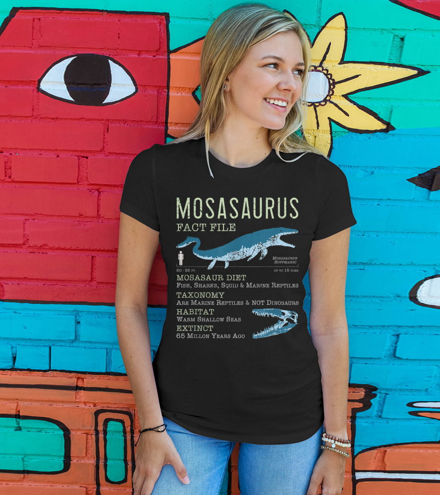 Mosasaurus Fact File Marine Reptiles Jurassic Mosasaur Diet And Habitat T-Shirt