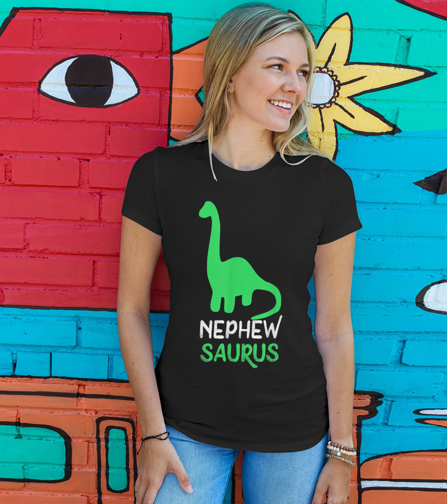 Nephewsaurus Funny Dinosaur Nephew Saurus Iconic Green Dinosaur T-Shirt