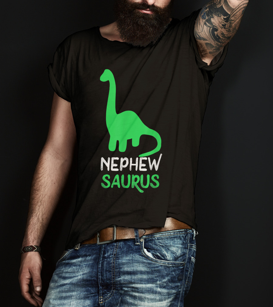 Nephewsaurus Funny Dinosaur Nephew Saurus Iconic Green Dinosaur T-Shirt