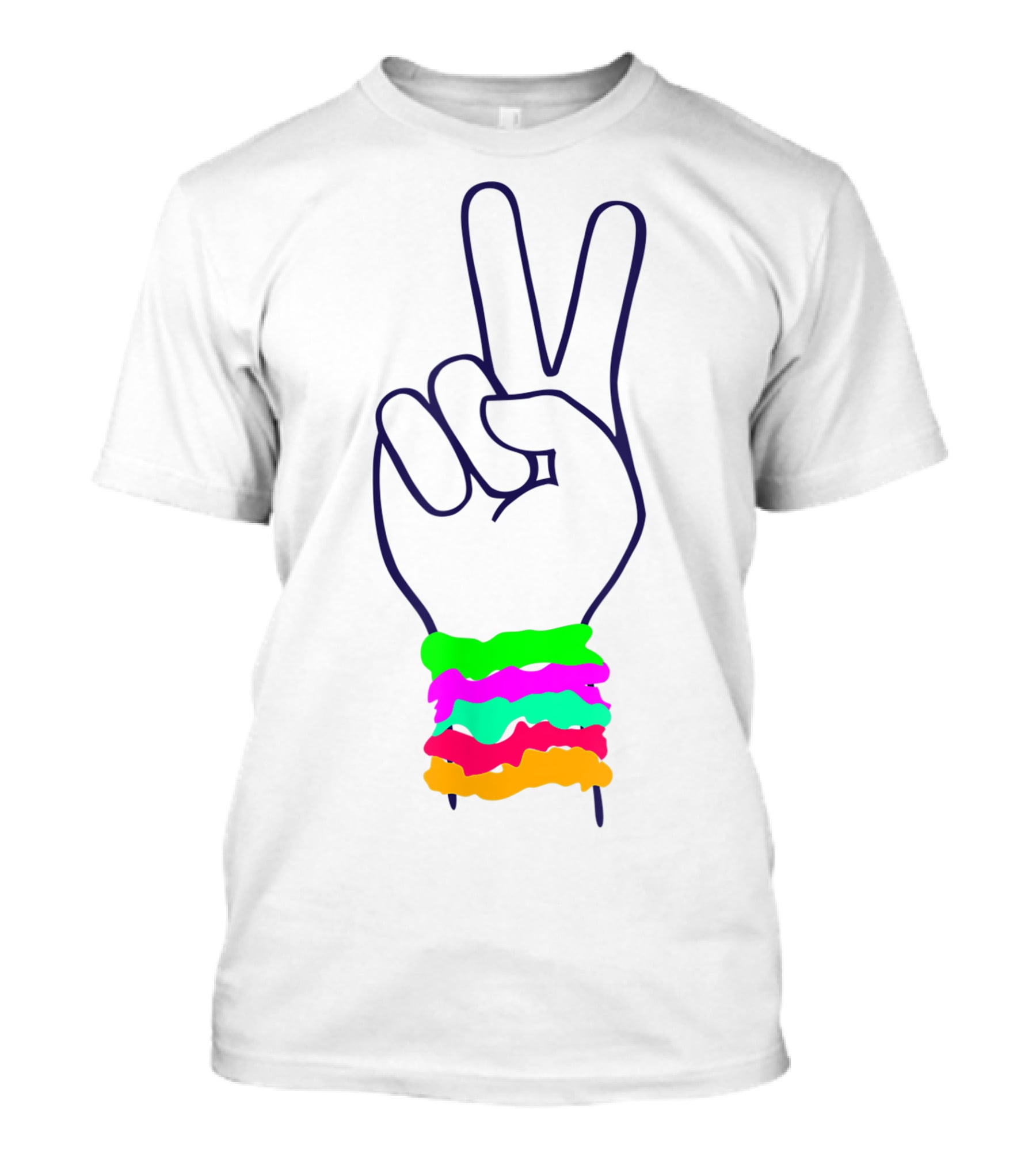 Peace Hand Sign With Colorful Scrunchies T-Shirt