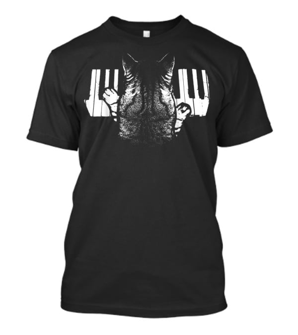Piano Playing Cat For Funny Cat Lovers Music T-Shirt